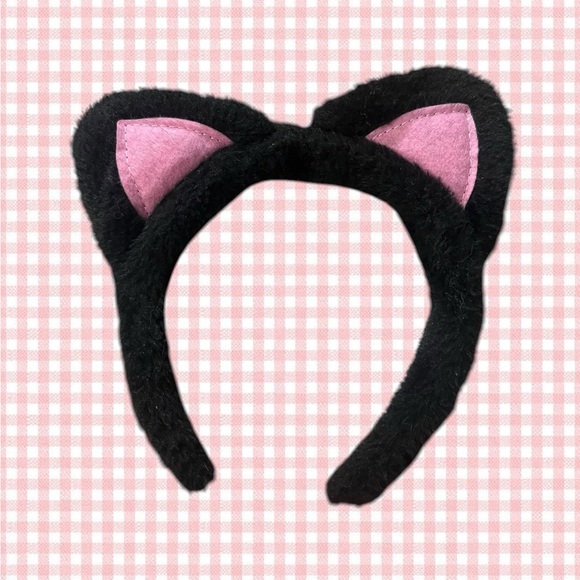 Black and Pink Children’s Fuzzy Cat Ears Headband - Picture 1 of 2
